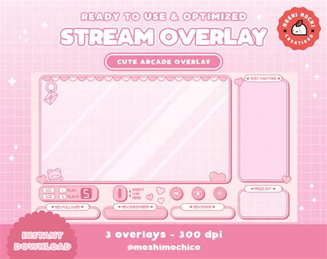 Twitch Stream Overlay Cute Pink Heart Arcade Valentines Crane Machine