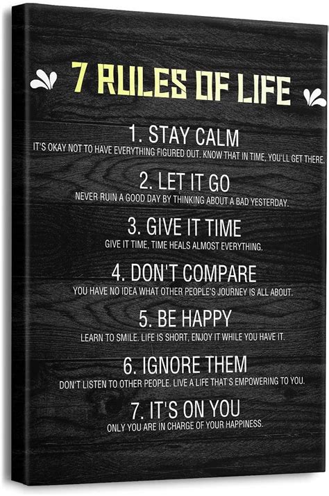 Inspirational Quotes Wall Art For Office 7 Rules Of Life Motivational