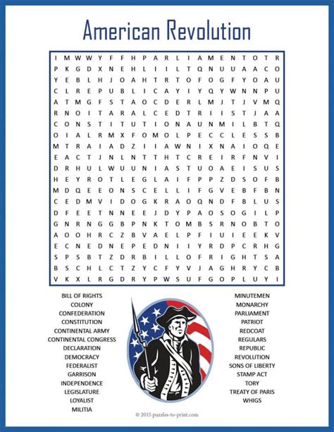 American Revolution Word Search Worksheets 99worksheets