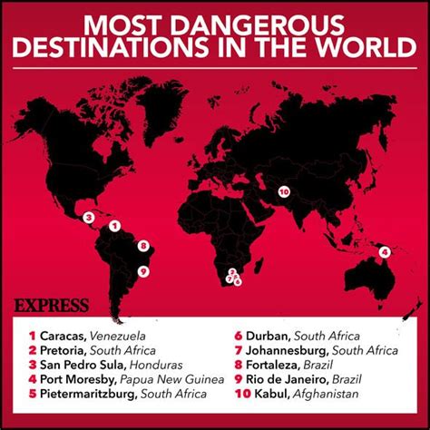 Holidays Most Dangerous Countries In The World Mapped Highest Crime