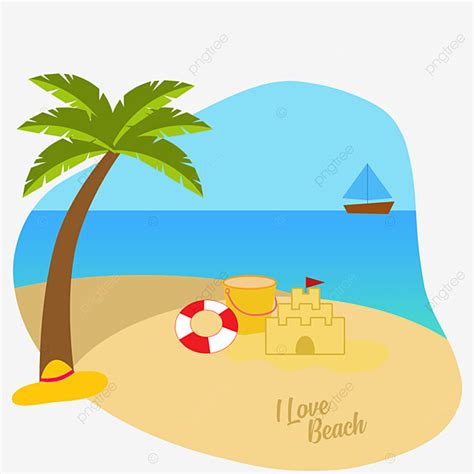 I Love U Clipart Vector I Love Beach Vacation Background Ocean Png