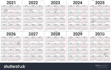 Calendar Templates For 2021 2022 2023 2024 Royalty Free Stock