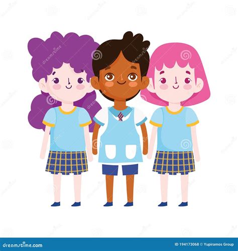 Back To School Students Cartoon Characters Elementary Education