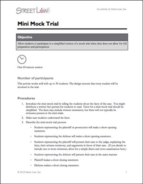 Classroom Guide To Mock Trials 2021 Edition Street Law Inc