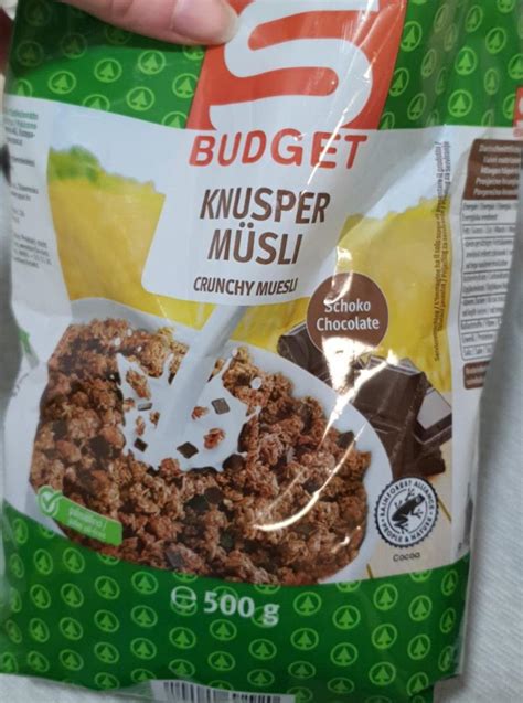Knusper Müsli Schoko S Budget Kalorie Kj A Nutriční Hodnoty Kalorickétabulkycz
