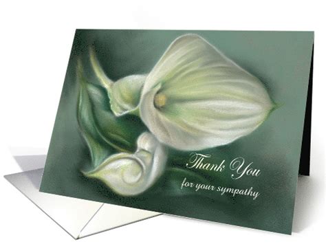 Custom Thank You For Sympathy White Calla Lilies Pastel Art Card