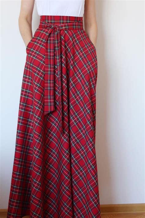 Red Tartan Maxi Skirt Red Plaid Maxi Skirt Red Maxi Skirt With Etsy