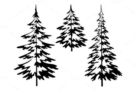 Christmas Fir Tree Contours Pine Tree Silhouette Pine Tree Tattoo