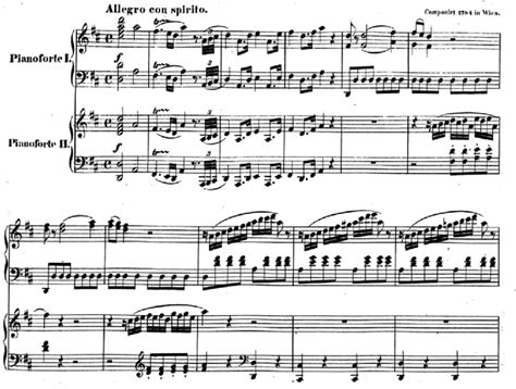 Score Of The Opening Of Mozarts Sonata For Two Pianos In D Major