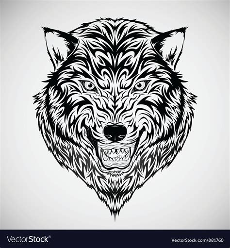 Tribal Wolf Head Tattoo Royalty Free Vector Image