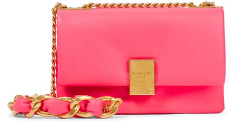 balmain 1945 small faux leather shoulder bag in pink lyst