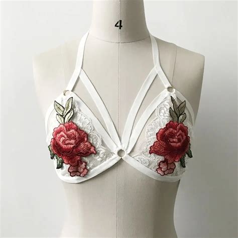 Buy Women Sexy Lace Sheer Floral Lingerie Elastic Bandage Bra Embroidery