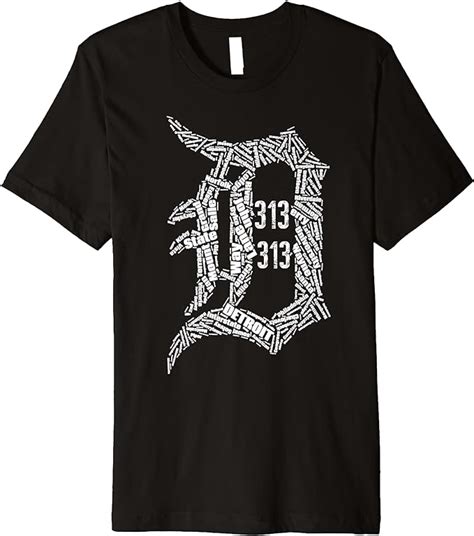 Detroit D With 313 Graphic Tee Premium T Shirt Clothing Shoes And Jewelry
