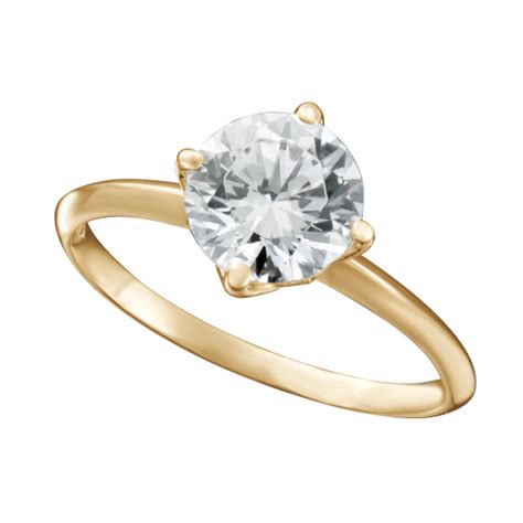 Yellow Gold Round Brilliant Cut Solitaire Diamond Engagement Ring With