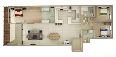 50 Three 3 Bedroom Apartmenthouse Plans Architecture
