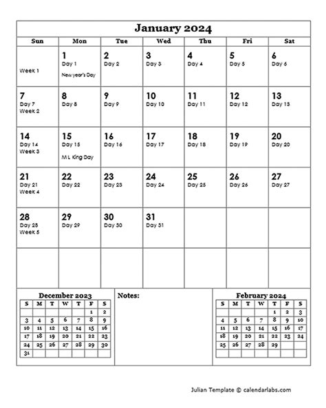 2024 Printable Julian Calendar 2024 Calendar Printable