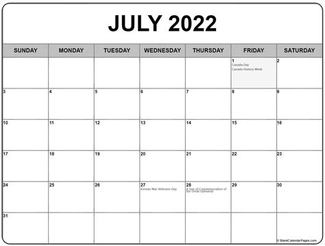 July 2021 With Holidays Calendar