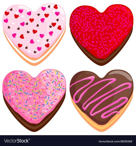 Heart Shaped Donuts Collection Royalty Free Vector Image