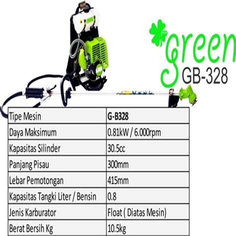Lalu jenis yang kedua adalah mesin potong rumput gendong, mesin rumput ini merupakan mesin potong rumput yang cara penggunaannya dengan cara digendong dipungung. Harga Jual Green GB-328 Mesin Potong Rumput Gendong