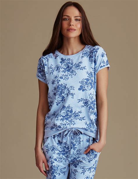 Cotton Rich Floral Pyjama Top Mands Collection Mands