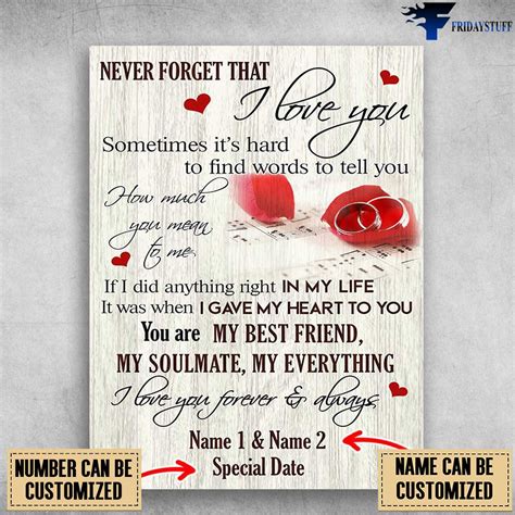 Love Poster Never Forget That I Love You Sometimes Its Hard