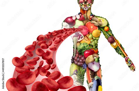 Fruits Vegetables And Blood Health As Fruit And Vegetable Group Shaped