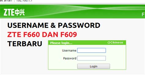 Type 192.168.1.1 (the default ip to access the admin interface) in the. Username dan Password Indihome modem Zte F660 dan F609 terbaru