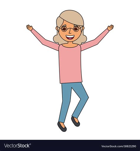 Happy Old Woman Grandma Standing Cartoon Vector Image