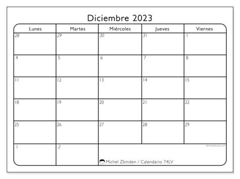 Calendarios Diciembre 2023 Michel Zbinden Es