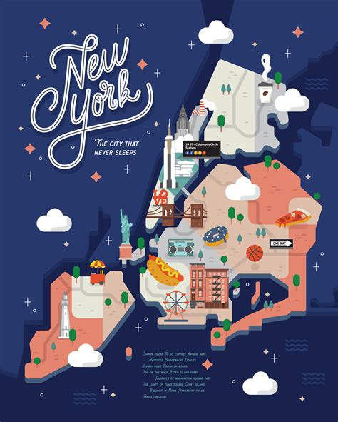 Illustrated Map New York City Map City Maps Images And Photos Finder