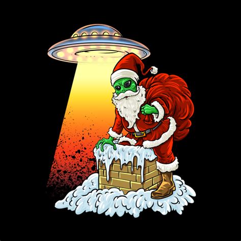Alien Santa Ufo Paranormal Funny Christmas Graphic Alien Santa Pin