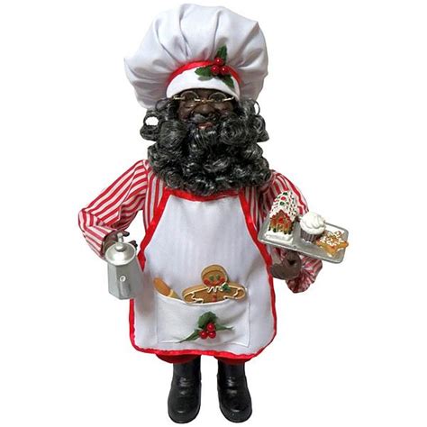 Bakery Chef Santa Ii African American Santa Claus Figurine The Black