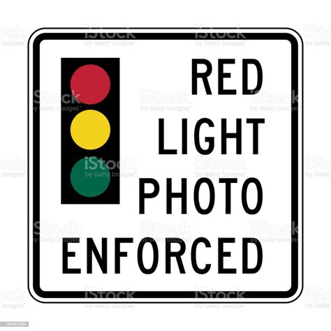 Red Light Photo Enforced Road Sign Stock Illustration Download Image