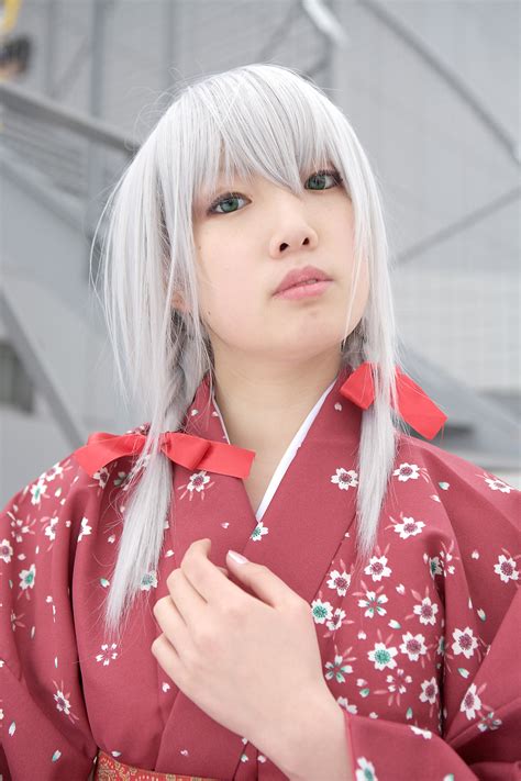 Ren Model Silver Hair Highres Braid Cosplay Japanese Clothes Kimono Nobara Photo