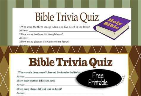 Free Printable Bible Trivia Quiz With Answer Key Bible Trivia Quiz