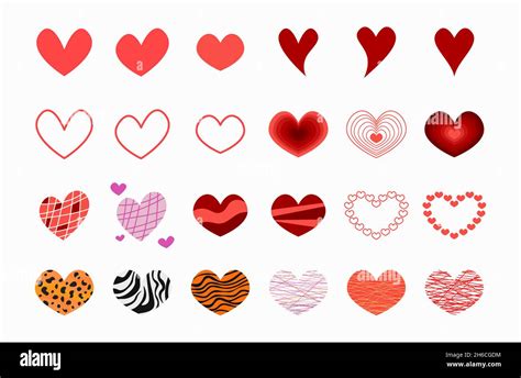 Conjunto De Vectores De Corazones Diseño Amor Símbolos Elementos