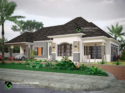 The minimum frontage width of the lot should be 12 meters so that the garage side would be firewall. 4 bedroom bungalow design with a 2-car garage attached ...
