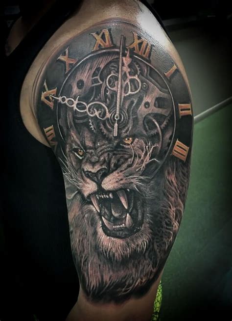 Best Lion And Clock Tattoo Designs Petpress Clock Tattoo Design