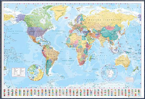 Huge Laminated Political Map Of Europe European Poster Flags Wall Chart
