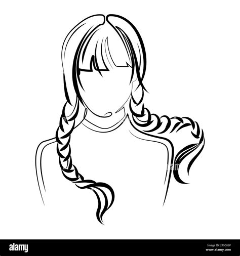 Symbol Facewednesday Simple Line Drawing Vector Illustration Girl