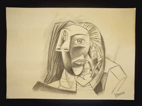 Pablo Picasso Drawing On Old Paper Handmade Signed And Sealed Picclick