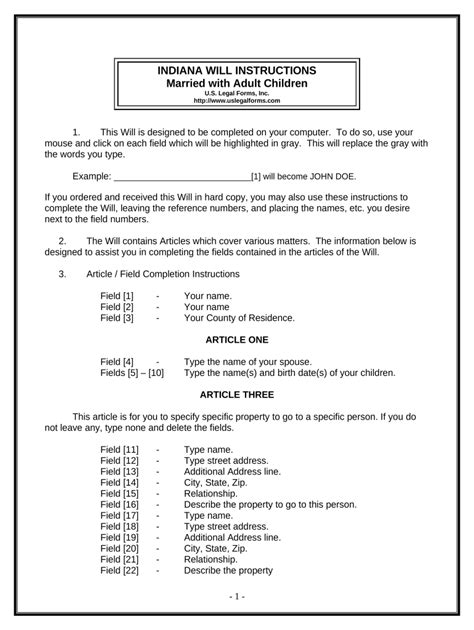 Last will and testament s printable doc template