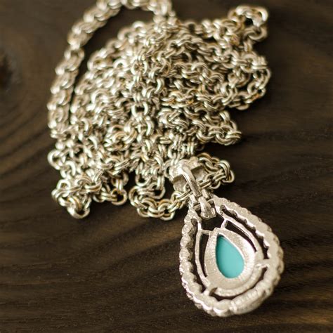 Turquoise Necklace By Avon Jewelry Rope Chain Avon Necklace Etsy