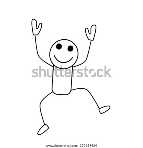 Glad Jumping Stick Man Stock Vector Royalty Free 372633424 Shutterstock