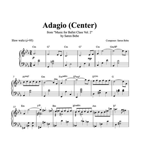 Adagio Center Piano Sheet Music For Ballet Pdf By Søren Bebe