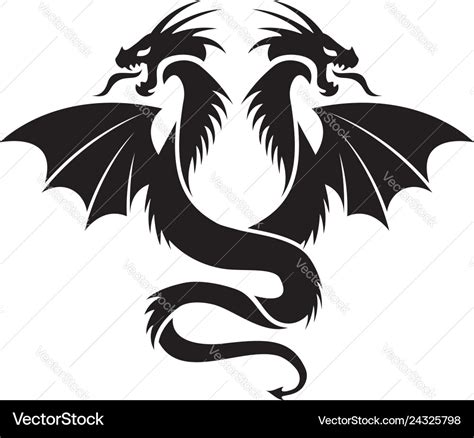 Icon Flying Two Headed Dragon Royalty Free Vector Image