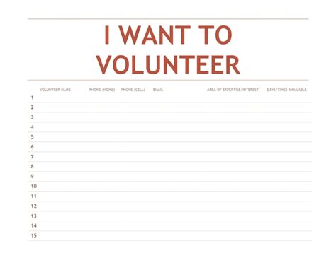 Volunteer Sign Up Sheet Template In Word And Pdf Formats