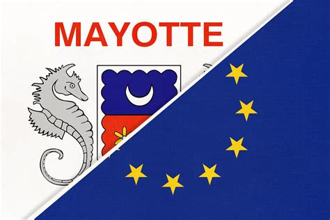 European Union Or Eu And Mayotte National Flag From Textile Symbol Of