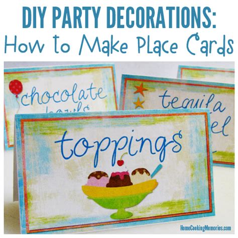 Sale price includes single sided business cards. DIY Party Decorations: Place Cards (Table Cards) - Home ...