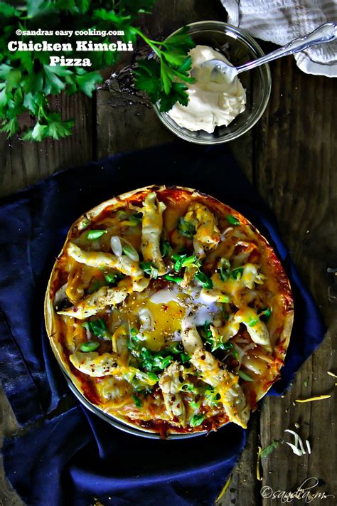 The health benefits of fermented cabbage are touted by kimchi fans. Chicken-Kimchi Pizza - Sandra's Easy Cooking